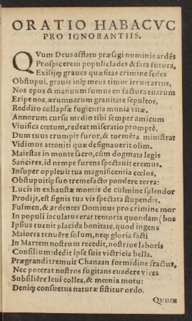 Oratio Habacuc Pro Ignorantiis.