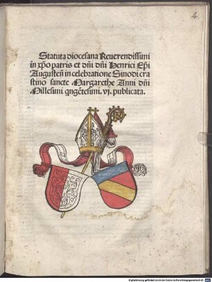 Statuta diocesana ... Henrici Episcopi August. in celebratione synodi a. 1506 publicata, [1]