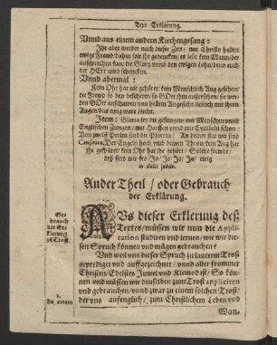Ander Theil/ oder Gebrauch der Erklärung