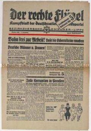 Wahlzeitung der DNVP Emscher-Lippe zur Reichstagswahl am 6. November 1932