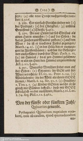 Von der fünffe oder fünfften Zahl, Quinarius genandt