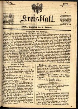 Ausgabe vom Samstag, den 16. November 1872.