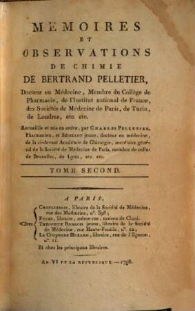 Memoires Et Observations De Chimie, 2