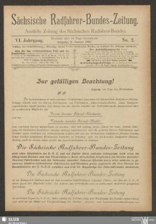 Sächsische Radfahrer-Bundes-Zeitung : amtliche Zeitung des Sächsischen Radfahrer-Bundes