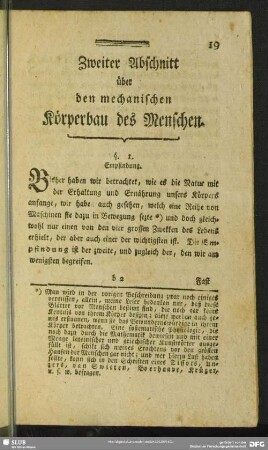 Zweiter Abschnitt über den mechanischen Körperbau des Menschen