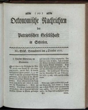 XL. Stück. Sonnabends den 4 October 1777.