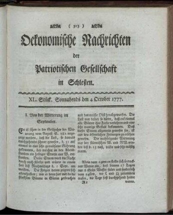 XL. Stück. Sonnabends den 4 October 1777.