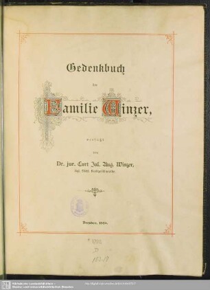 Gedenkbuch der Familie Winzer