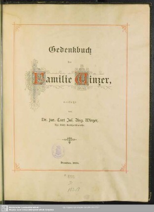 Gedenkbuch der Familie Winzer