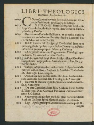 Libri Theologici Romano-Catholicorum.
