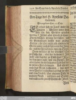 Am Tage des H. Apostels Bartholomäi.