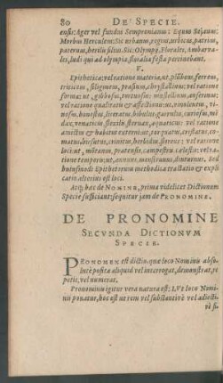 De Pronomine Secunda Dictionum Specie.