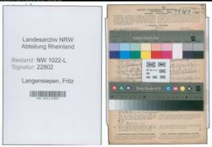 Entnazifizierung Fritz Langensiepen , geb. 04.04.1902 (Saenger)