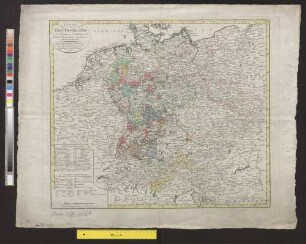 Karte von Deutschland nach den Säkularisationen und Entschädigungen des Reichs-Deputations-Schlusses vom 20 November 1802 : Nach den bewährtesten Hülfsmitteln und astronomischen Ortsbestimmungen entworfen