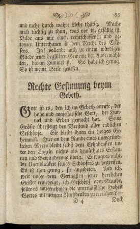 Rechte Gesinnung beym Gebeth.