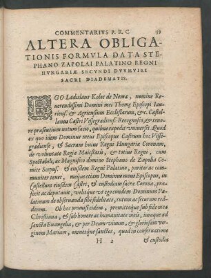Altera Obligationis Formula Data Stephano Zapolai ...