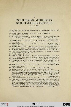 B. Tapisserien, Aubussons, Orientalische Teppiche (Nr. 215-233)
