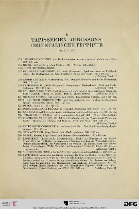 B. Tapisserien, Aubussons, Orientalische Teppiche (Nr. 215-233)