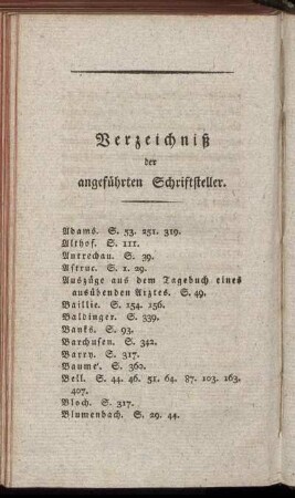 Verzeichniß der angeführten Schriftsteller