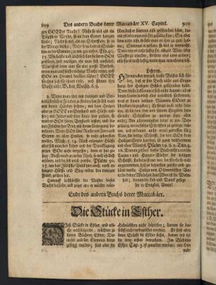 900-920, Die Stücke in Esther