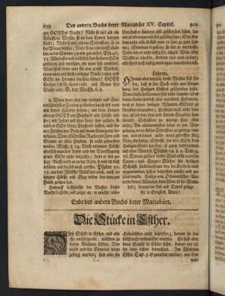 900-920, Die Stücke in Esther