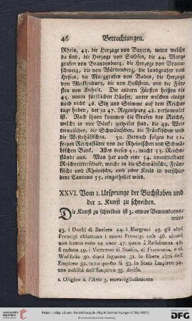 XXVI. Vom I. Ursprunge der Buchstaben und der 2. Kunst zu schreiben