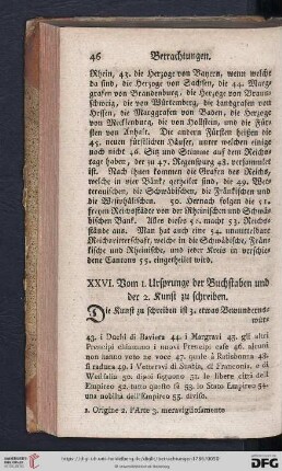XXVI. Vom I. Ursprunge der Buchstaben und der 2. Kunst zu schreiben