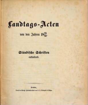 Landtags-Akten. Ständische Schriften. 1875/76