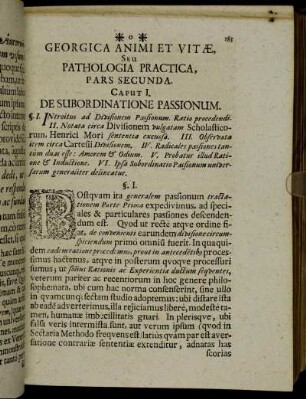Caput I. De Subordinatione Passionum.