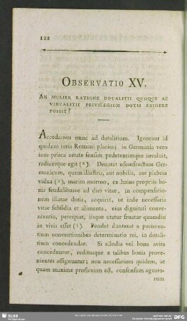 Observatio XV. An Mulier Ratione Dotalitii Quoque Ac Vidualitii Privilegium Dotis Exigere Possit?
