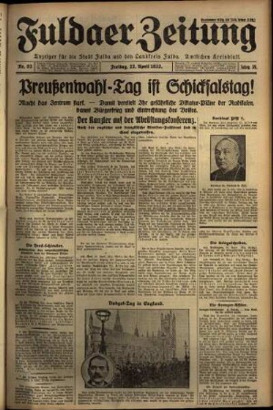 Erste Ausgabe vom Freitag, den 22. April 1932.