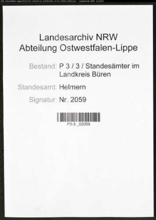 Sterberegister Standesamt Helmern