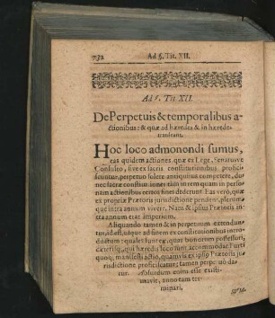 Ad § Tit. XII. De Perpetuis & temporalibus actionibus ...