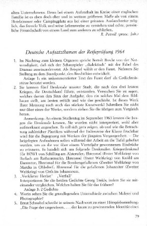 Deutsche Aufsatzthemen der Reifepfüfung 1964