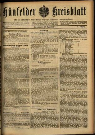 Ausgabe vom Donnerstag, den 28. August 1919.