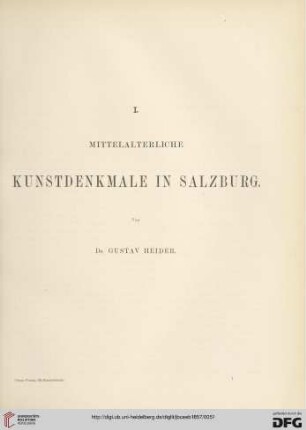 I. Mittelalterliche Kunstdenkmale in Salzburg