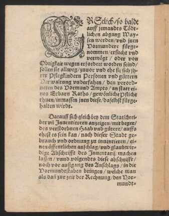 Erstlich/ so baldt auff jemandts Tödtlichen abgang Waysen werden ...