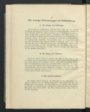 VIII. Sonstige Untersuchungen am Schulzenberge.