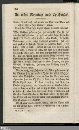 Am ersten Sonntage nach Epiphanias