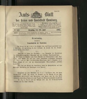 No. 121, 20. Juni 1915