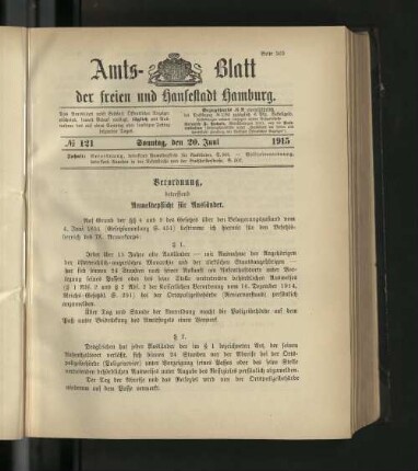 No. 121, 20. Juni 1915