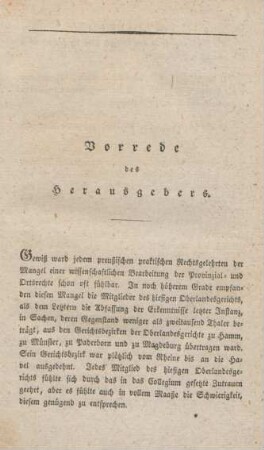 Vorrede des Herausgebers