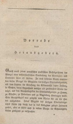 Vorrede des Herausgebers