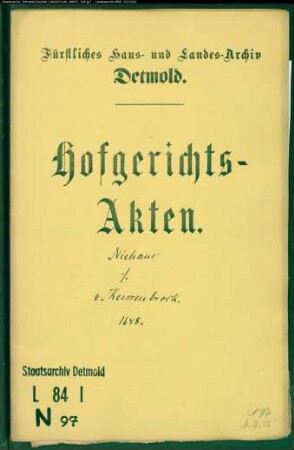 Niehaus, Nikolaus zu Herford gegen Franz Christoph von Kerssenbrock - Schuldforderung