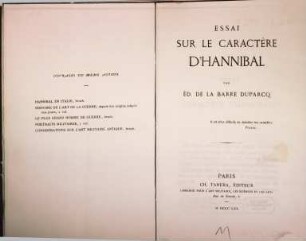 Essai sur le caractère d'Hannibal