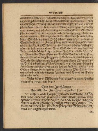 Von den Irrthümern ...