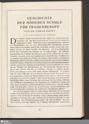 Geschichte der höheren Schule für Frauenberufe