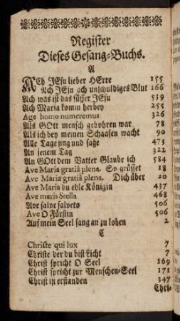 7v-11v, Register dieses Gesang-Buchs