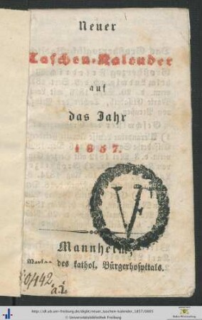 Neuer Taschen-Kalender: ... auf das Jahr 1857