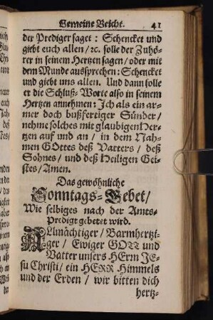 Das gewöhnliche Sonntags-Gebet
